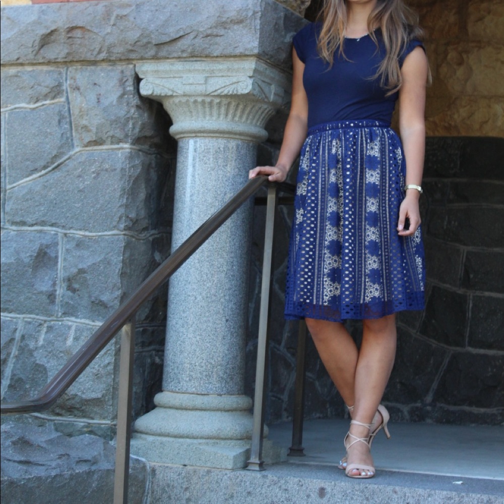 Navy lace skirt
